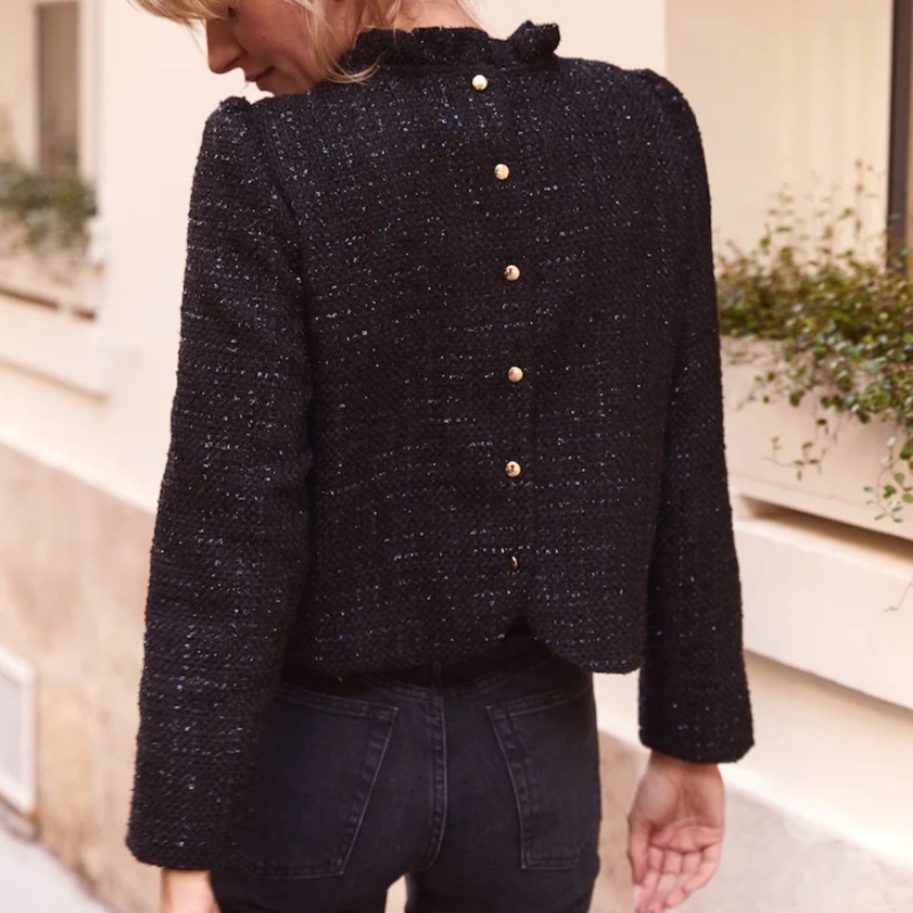 Atelier Camille black tweed Odyssee top